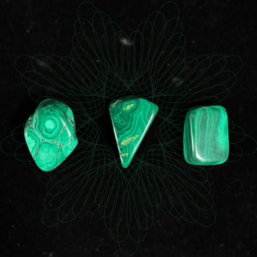 Combo 3 viên đá Lông công (Malachite) 68g - CMAL1