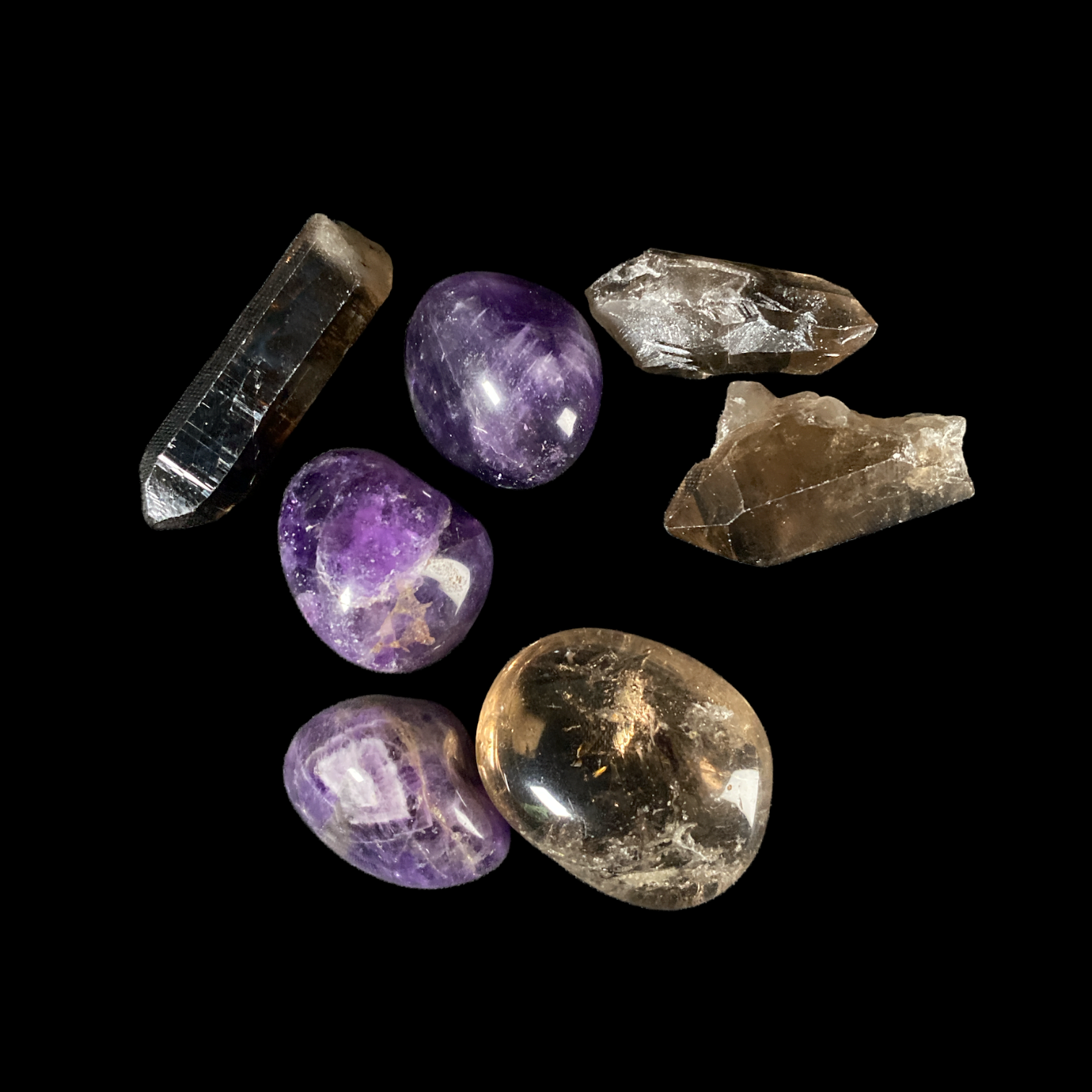 Amethyst kết hợp với Smoky Quartz