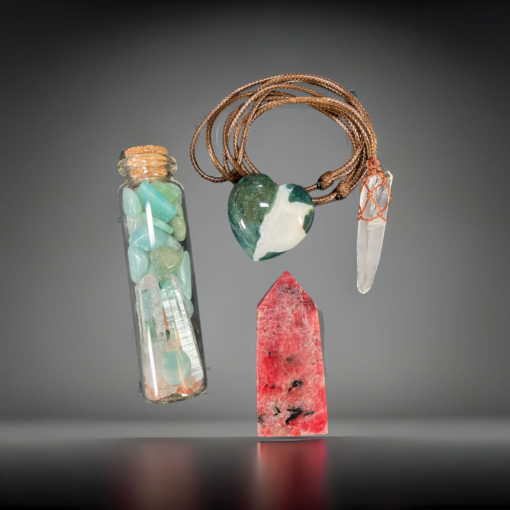 Rhodonite, Moss Agate, Lemurian - MIX8