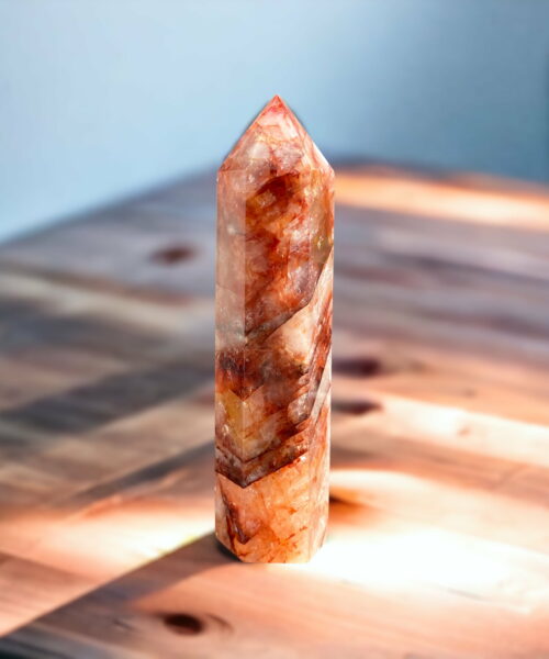 Trụ Fire Quartz • Rainbow 104g 100x27mm - FQT2 2