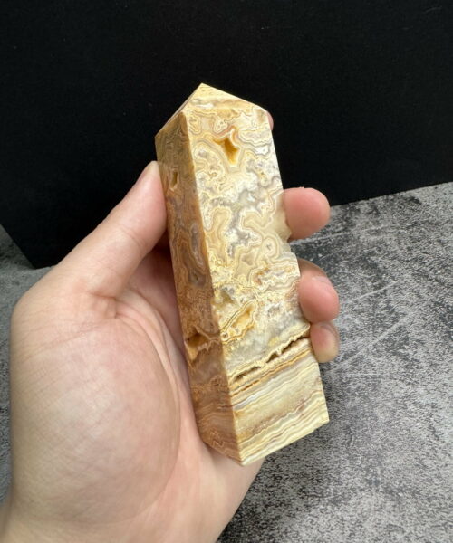 CLA8 - Trụ đá Crazy Lace Agate trên tay